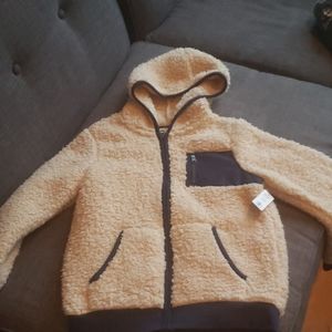 Hooded sherpa zip up